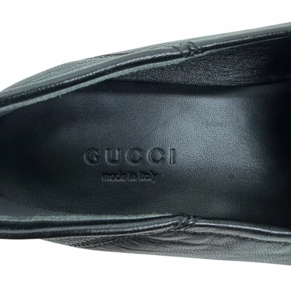 Gucci Brixton Leather Horsebit Loafers Mules Slide Black Size 36